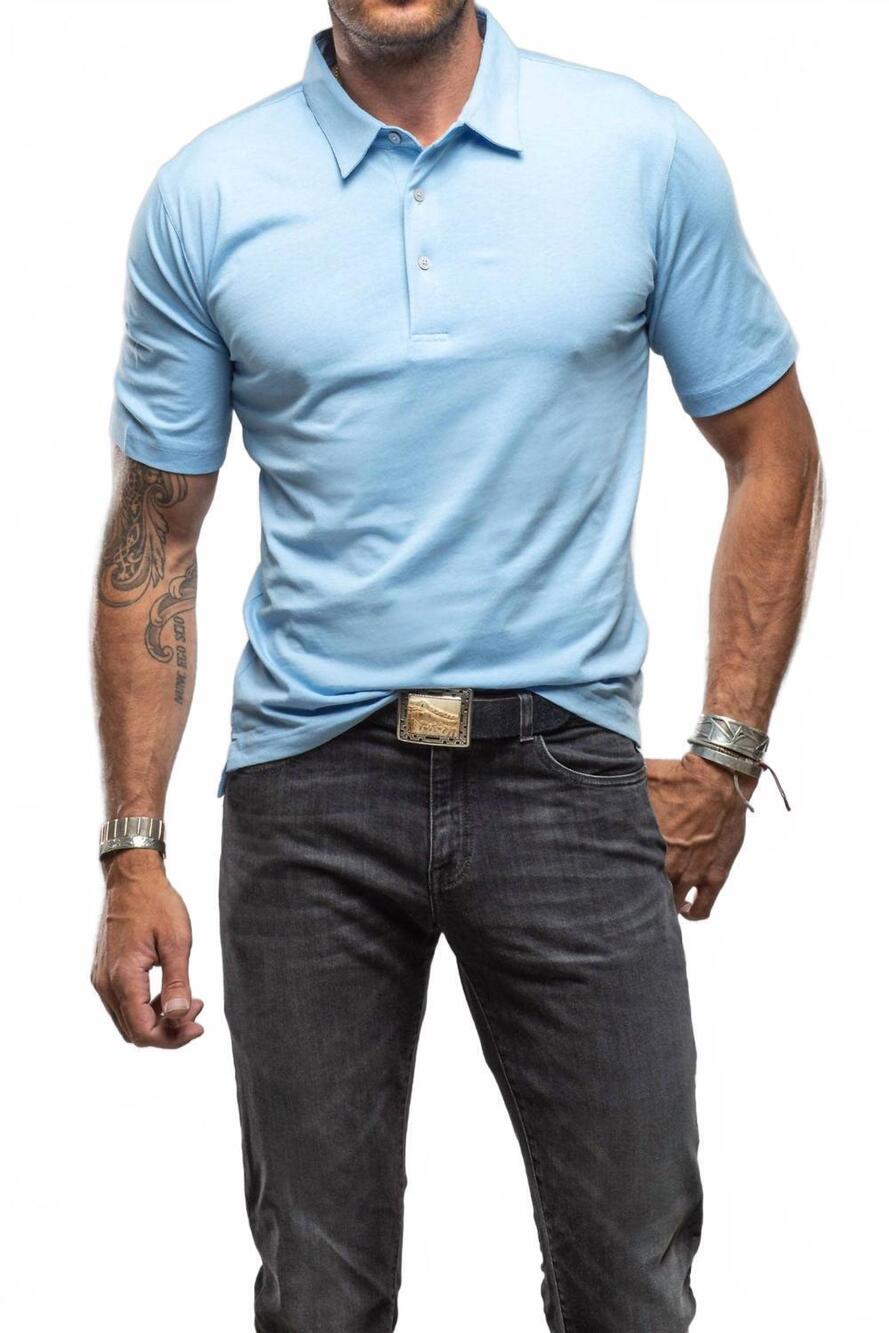 NEW GEORG ROTH cruz pima cotton polo in sky blue
